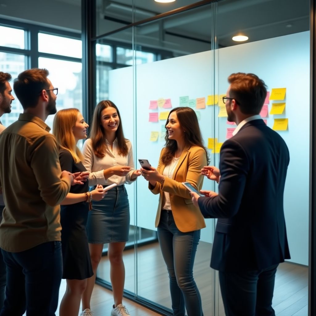 Equipo en una sesión de brainstorming